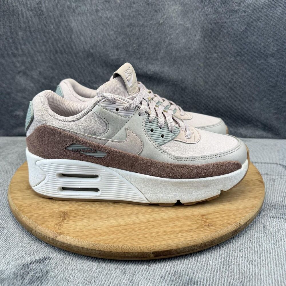 Nike Air Max 90 Shoes Womens Size 8 Pink Brown Suede Running Sneakers FD4328-001